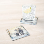 Elephant and Baby スクエアペーパーコースター (インサイチュ)