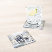 Elephant and Baby スクエアペーパーコースター (インサイチュ)