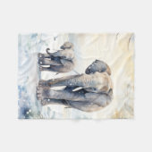 Elephant and Baby フリースブランケット (正面(横))