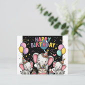 Elephant and heart shaped balloons postcard ポストカード (スタンド正面)