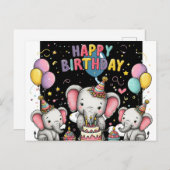 Elephant and heart shaped balloons postcard ポストカード (正面/裏面)