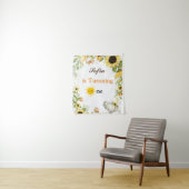 Elephant and Sunflower Animal First Birthday タペストリー (インサイチュ)