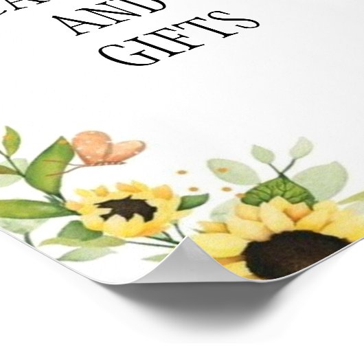  Elephant and Sunflower Animal First Birthday ポスター (角)