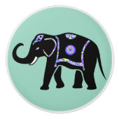 Elephant Animal Abstract Decorative Patterns セラミックノブ (正面)