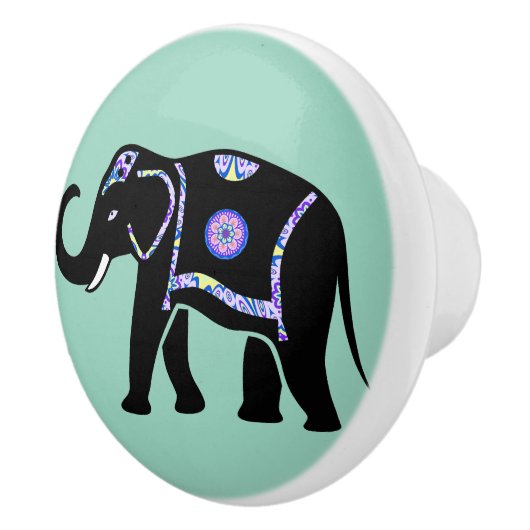 Elephant Animal Abstract Decorative Patterns セラミックノブ (右)