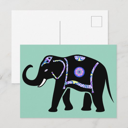 Elephant Animal Abstract Decorative Patterns ポストカード (正面/裏面)