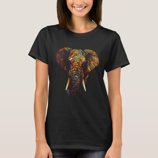 Elephant Animal Colourful Animal Lovers Art Elepha Tシャツ (正面)