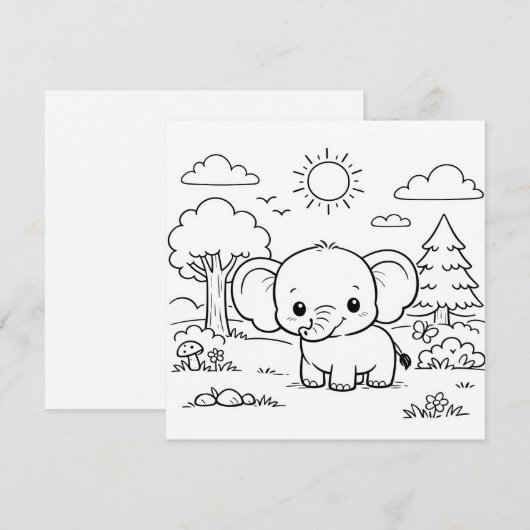 Elephant Animal Kids Coloring Page  (正面/裏面)