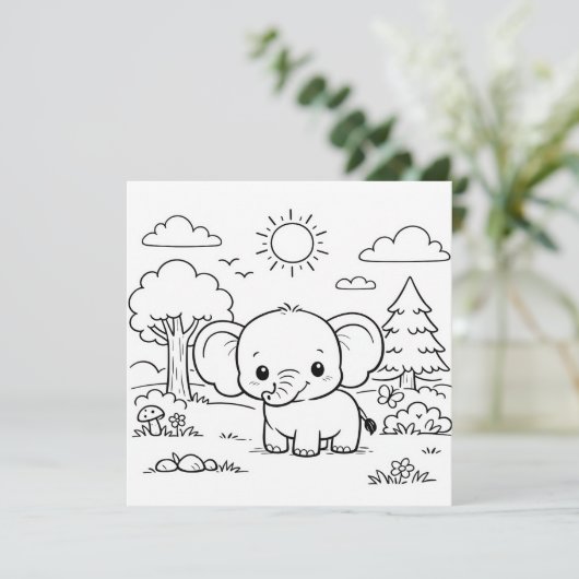 Elephant Animal Kids Coloring Page  (スタンド正面)