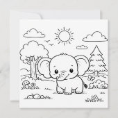 Elephant Animal Kids Coloring Page  (正面)