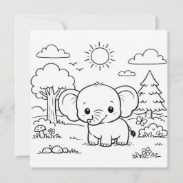 Elephant Animal Kids Coloring Page 