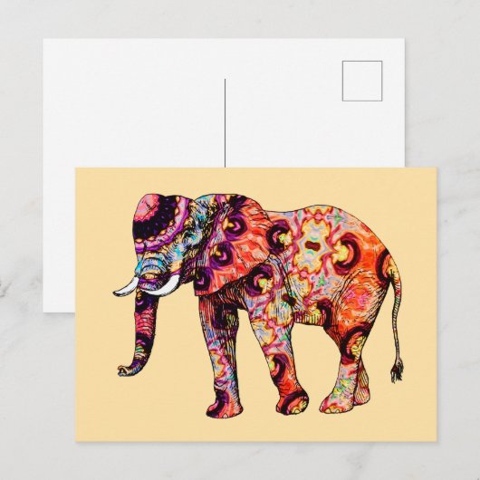 Elephant Animal Traditional Chinese Patterns  ポストカード (正面/裏面)