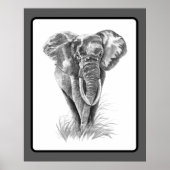 Elephant Animal Watercolor Painting Wildlife Art ポスター (正面)