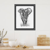 Elephant Animal Watercolor Painting Wildlife Art ポスター (キッチン)