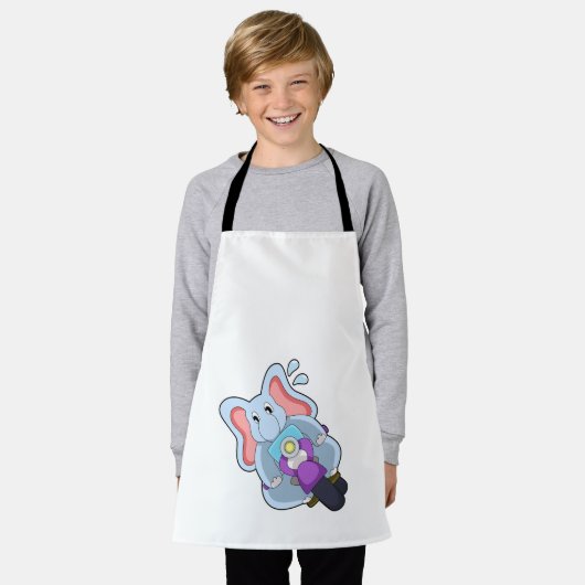 Elephant asバイクもしくは自転車に乗る人with Motorcycle.PNG エプロン (着用した状態)