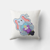 Elephant asバイクもしくは自転車に乗る人with Motorcycle.PNG クッション (裏面)