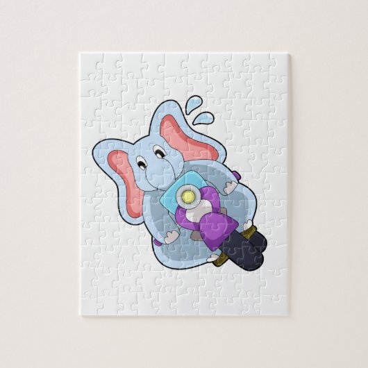 Elephant asバイクもしくは自転車に乗る人with Motorcycle.PNG ジグソーパズル (縦)