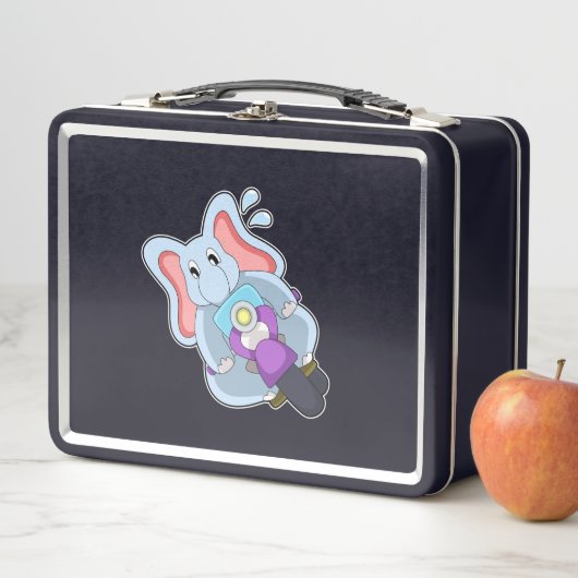 Elephant asバイクもしくは自転車に乗る人with Motorcycle.PNG メタルランチボックス (インサイチュ)