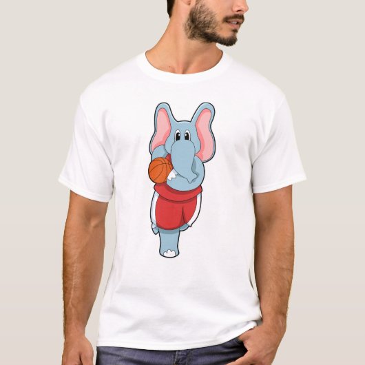 Elephant as Basketball player with Basketball Tシャツ (正面)