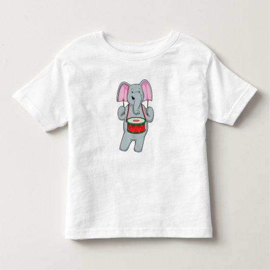 Elephant at Music with Drum トドラーTシャツ (正面)