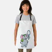 Elephant at Tennis with Tennis racket エプロン (インサイチュ)