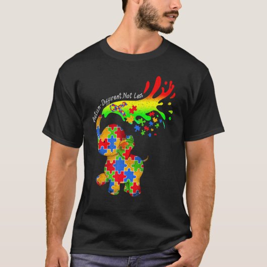 Elephant Autism Different Not Less Be Kind Puzzle Tシャツ (正面)