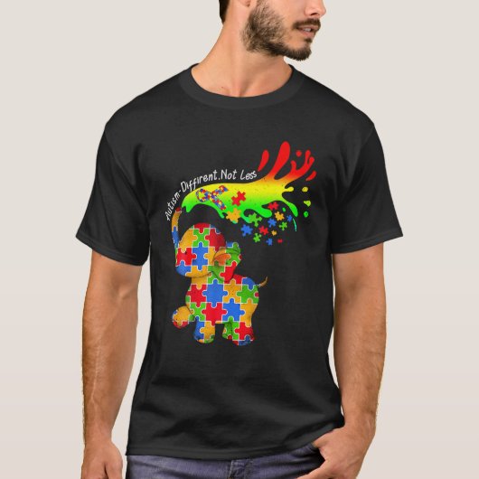 Elephant Autism Different Not Less Be Kind Puzzle Tシャツ (正面)