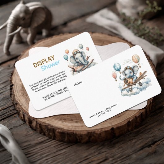 Elephant Aviator Baby Shower Display Shower エンクロージャーカード