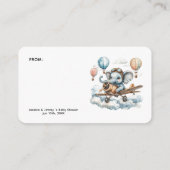 Elephant Aviator Baby Shower Display Shower エンクロージャーカード (裏面)