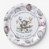 Elephant Aviator Baby Shower Paper Plates ペーパープレート (正面)