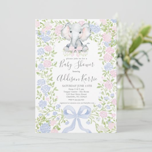 Elephant baby shower invitation 招待状 (スタンド正面)