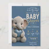 Elephant Baby Shower Invitation 招待状 (正面)