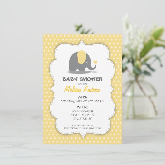 Elephant baby shower invitation 招待状 (スタンド正面)