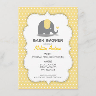 Elephant baby shower invitation 招待状
