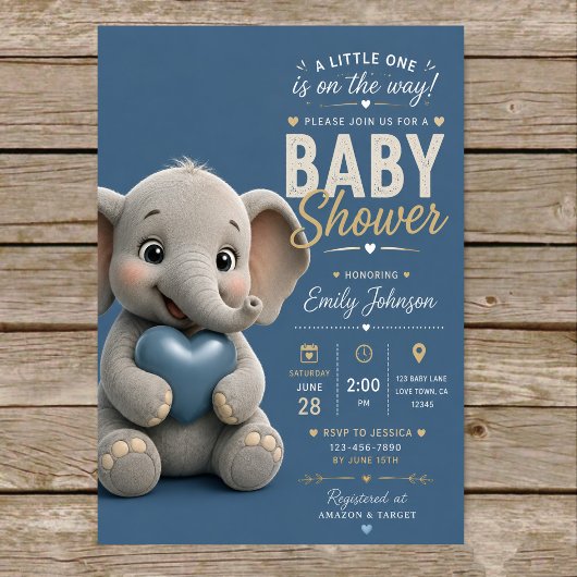 Elephant Baby Shower Invitation 招待状