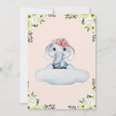 Elephant Baby Shower Invitation for Baby Girl 招待状 (裏面)
