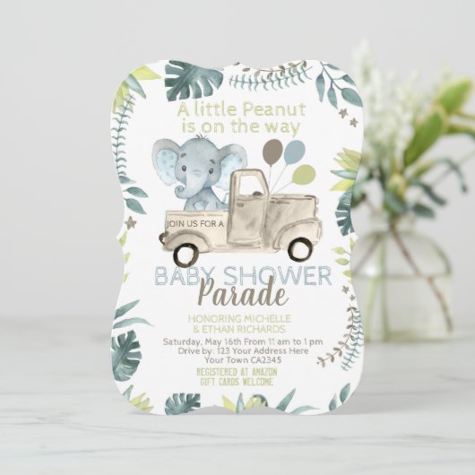 Elephant Baby Shower Parade 招待状 (スタンド正面)