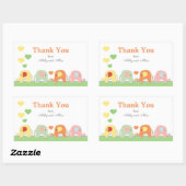  Elephant Baby Shower Thank You 長方形シール (シート)