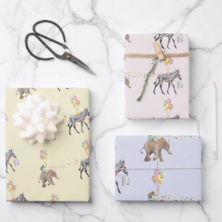 Elephant balloon Party Cadeaupapier Vellen Set ラッピングペーパーシート