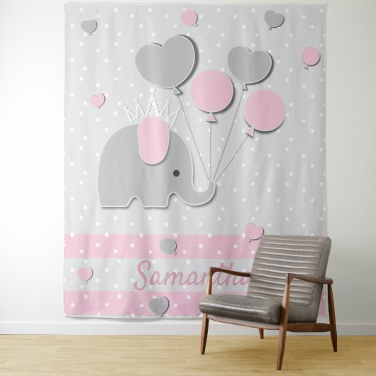 Elephant Balloons Nursery Gift backdrop タペストリー (インサイチュ)