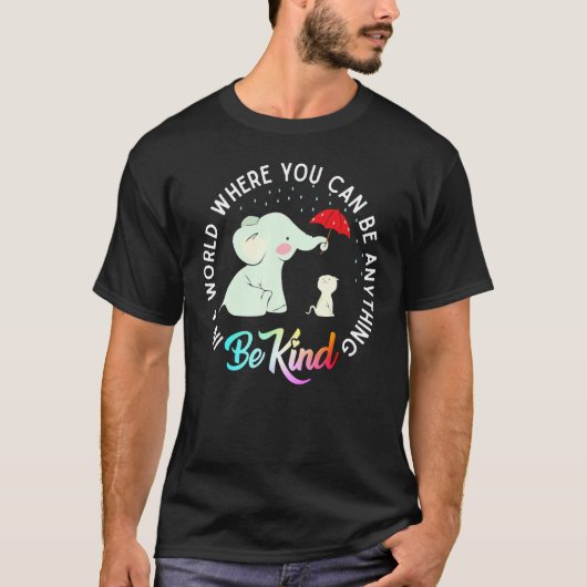 Elephant Be Kind Cute Elephan Autism And Cat Tシャツ (正面)