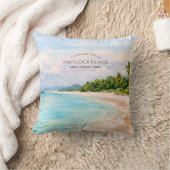 Elephant Beach Watercolor – Andaman Keepsake Gift クッション (ブランケット)
