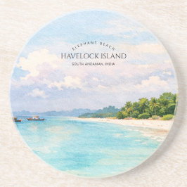 Elephant Beach Watercolor – Andaman Keepsake Gift コースター