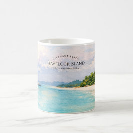 Elephant Beach Watercolor – Andaman Keepsake Gift コーヒーマグカップ