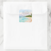 Elephant Beach Watercolor – Andaman Keepsake Gift スクエアシール (バッグ)