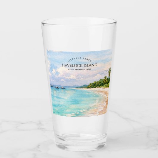 Elephant Beach Watercolor – Andaman Keepsake Gift タンブラーグラス (正面)