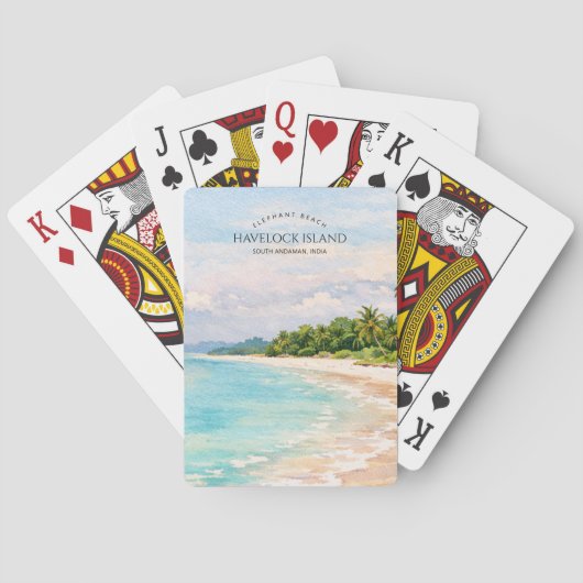 Elephant Beach Watercolor – Andaman Keepsake Gift トランプ (裏面)