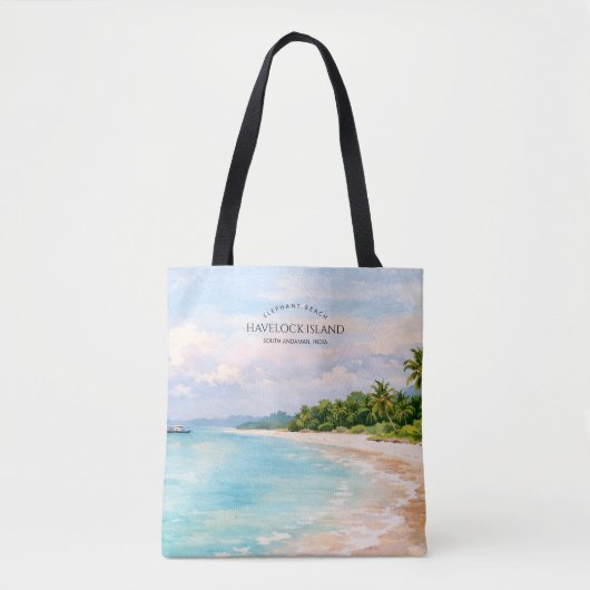Elephant Beach Watercolor – Andaman Keepsake Gift トートバッグ (正面)
