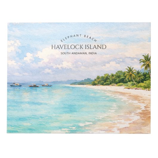 Elephant Beach Watercolor – Andaman Keepsake Gift ノートパッド (正面)