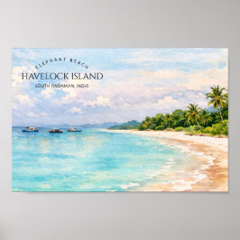 Elephant Beach Watercolor – Andaman Keepsake Gift ポスター